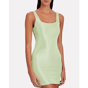 La Sirene Citrus Green Genius Glossy Bodycon Mini Tank Dress Women's Large NWT